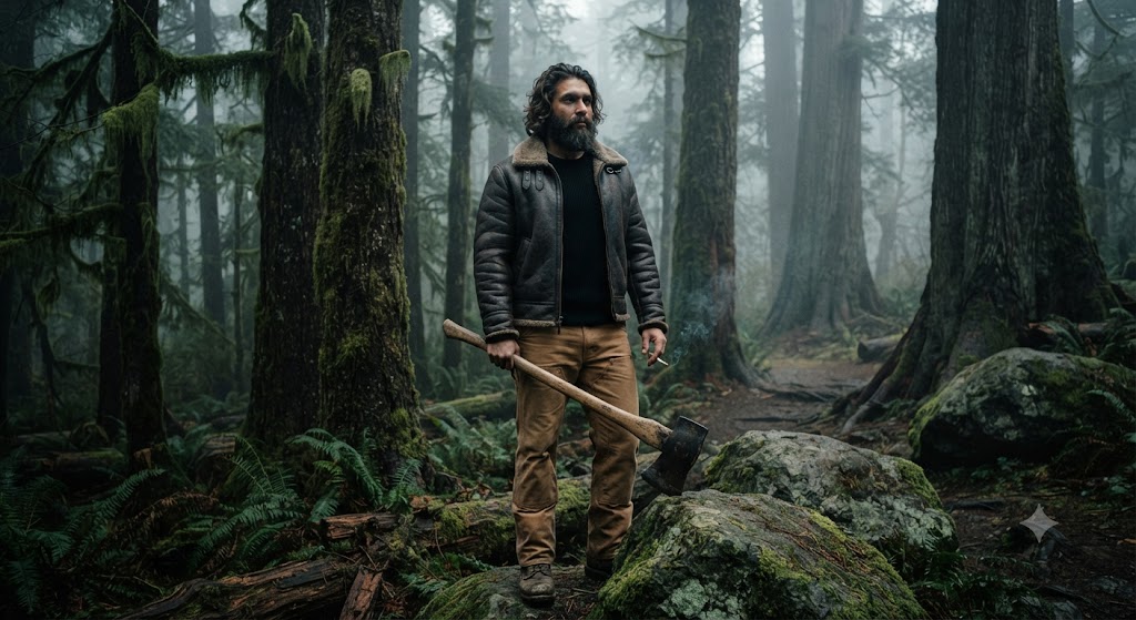 Cinematic Film Stills — Misty Woods Woodsman Character Portrait