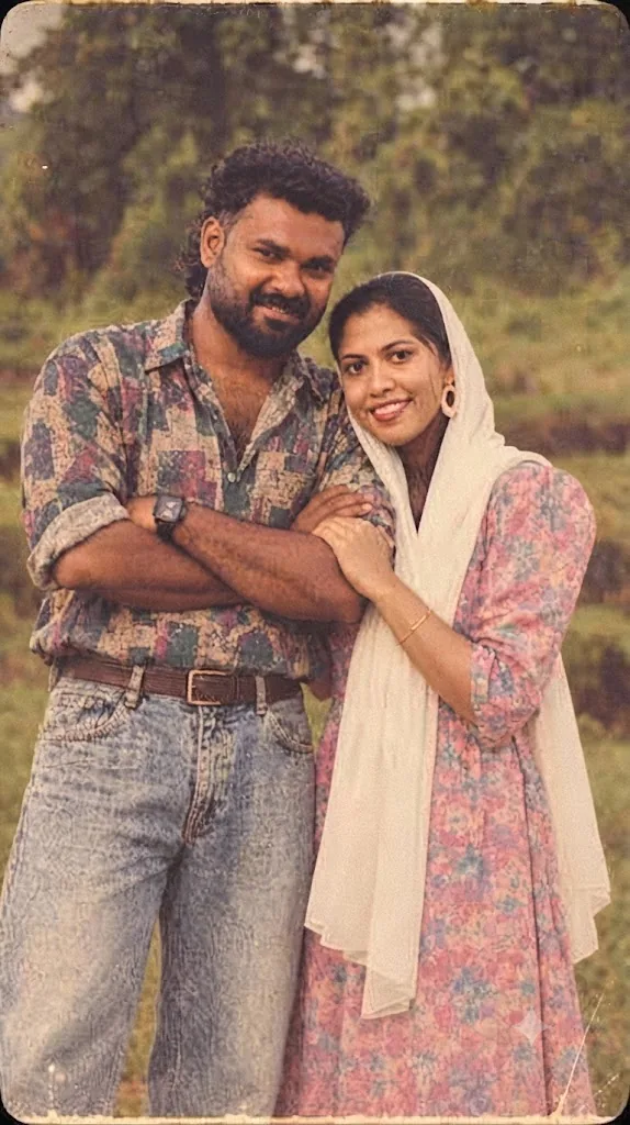 The 1990s Portrait: Vintage Denim & Floral Duo