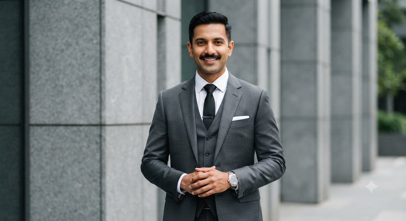 Charismatic Indian Executive Architectural Portrait