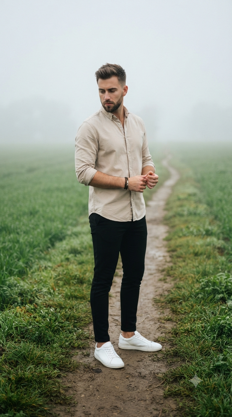 Misty Morning Pathway Portrait