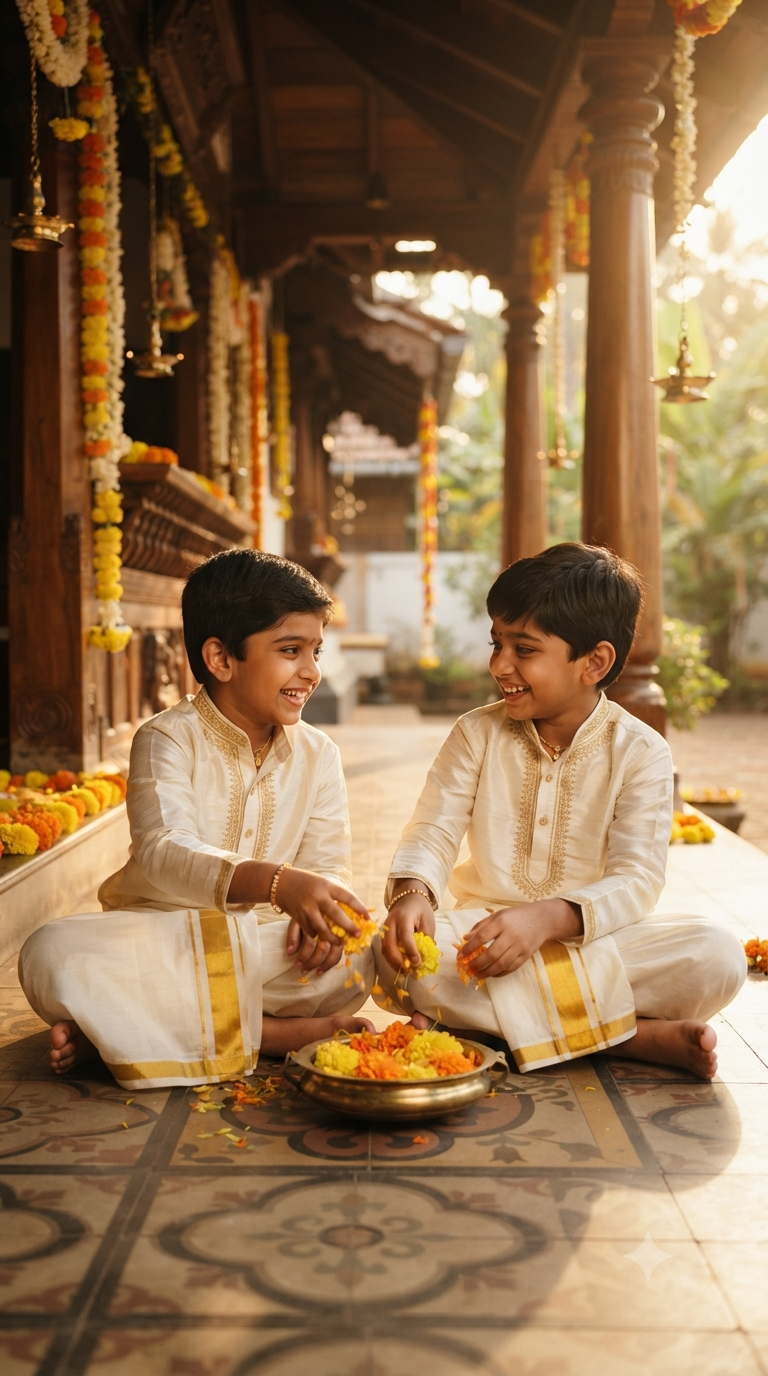 Festival Celebration of Two South Asian Boys in Traditional Attire