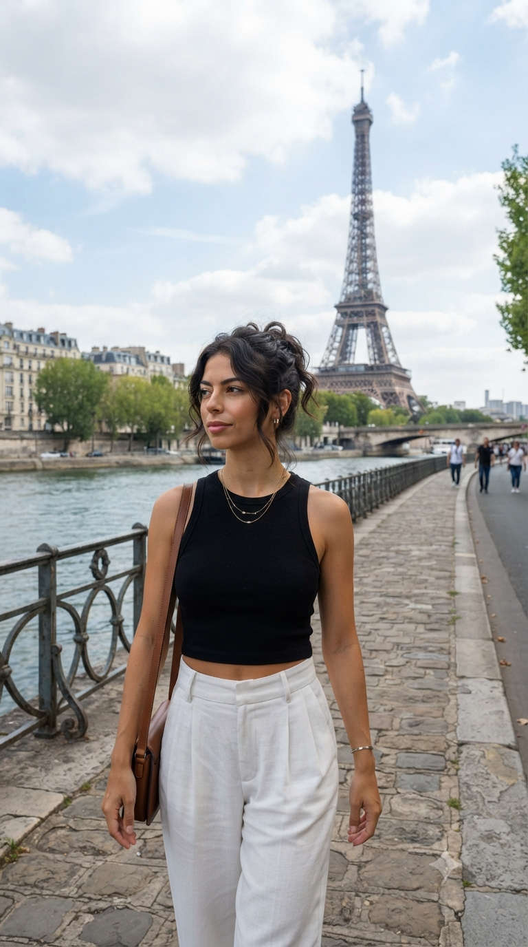 Parisian Riverbank Walking Portrait