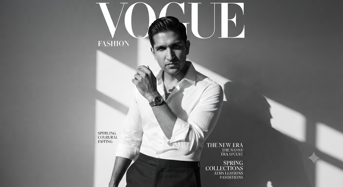 High-Fashion Magazine Editorial — High-Contrast Monochrome Fashion Editorial Magazine Cover
