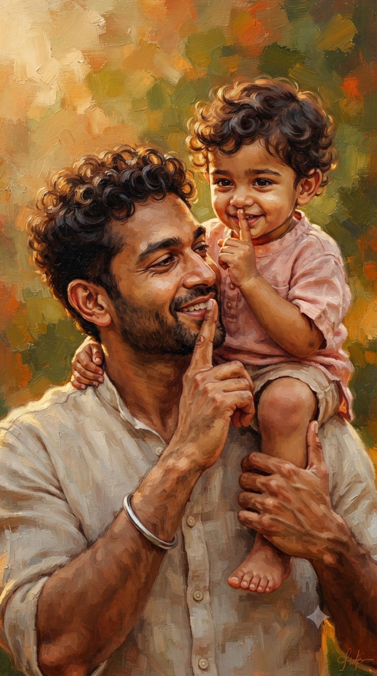 The Secret Shared: Oil-Painting Fine Art Father and Son Portrait