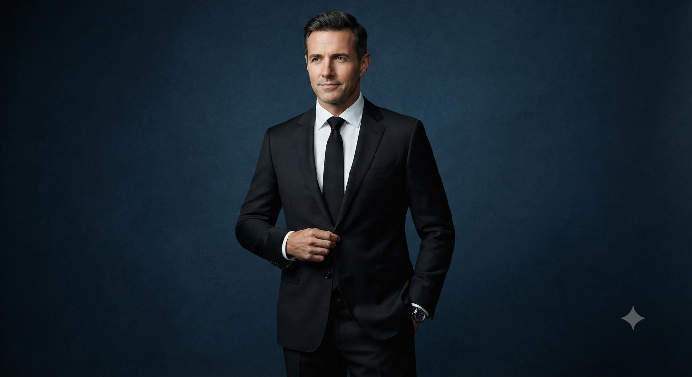 Moody Dark Blue Textured Executive Portrait