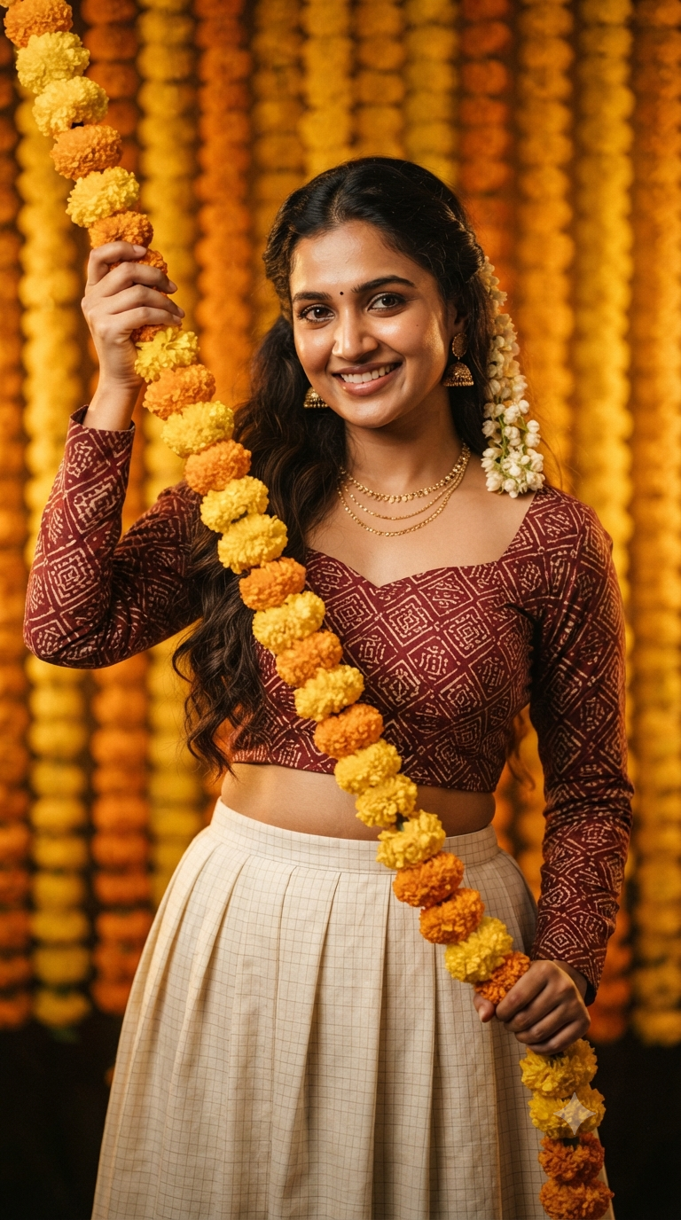 Marigold Festival Floral Portrait