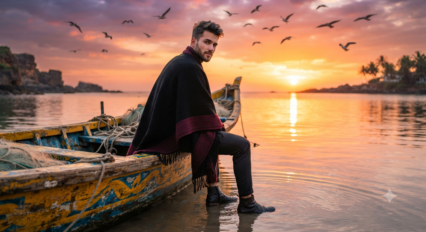 Sunset Boat Journey Portrait
