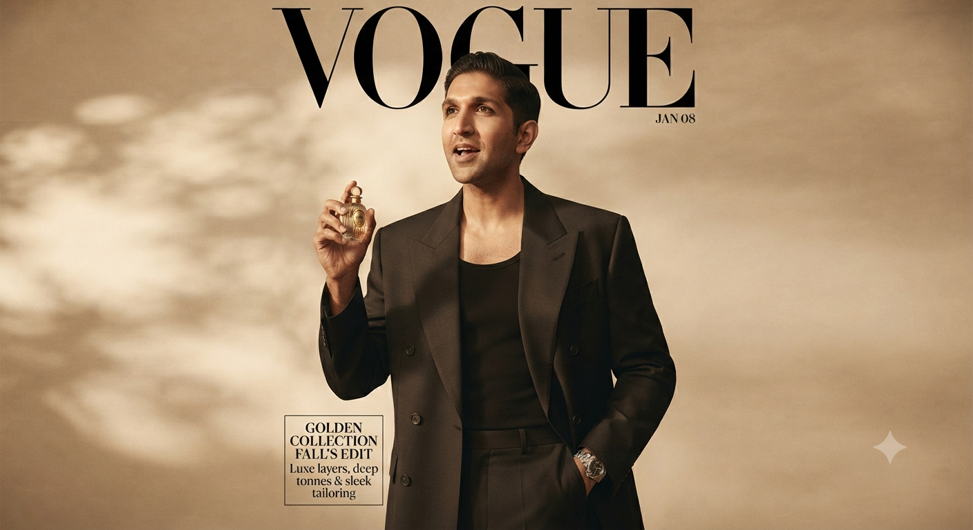 Vintage Sepia Fragrance Editorial Magazine Cover