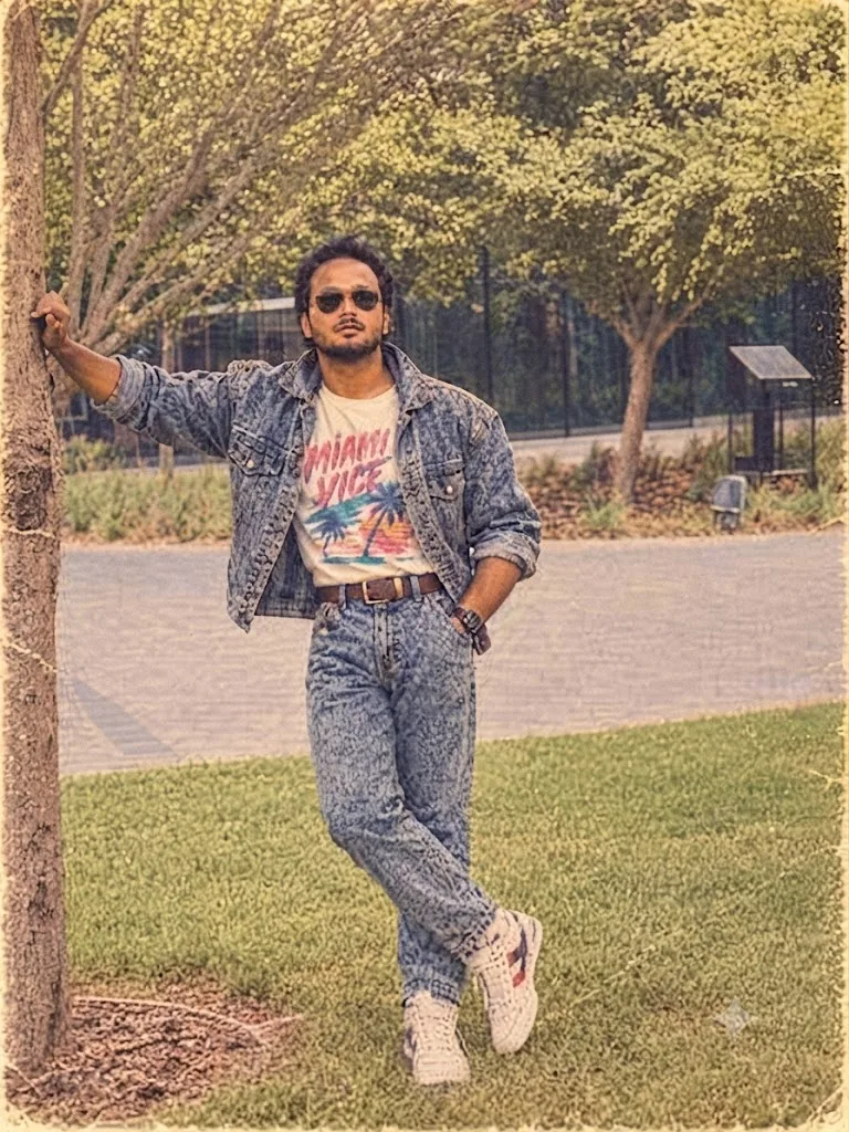 Miami Vice Nostalgia: A 1980s Retro Streetwear Portrait