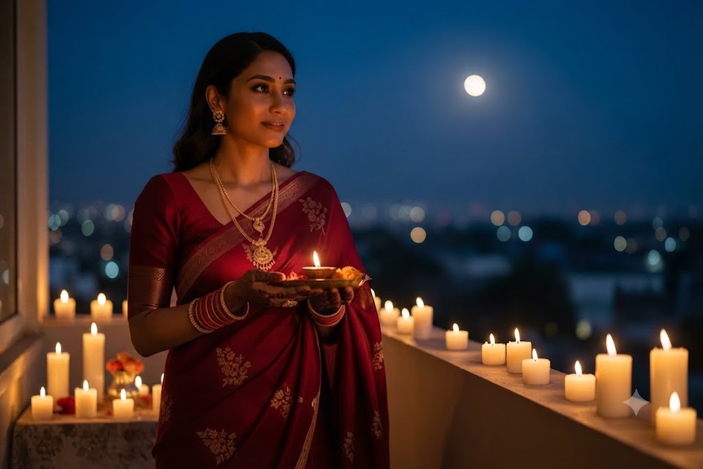 The Karva Chauth Vigil: A High-Definition 8k Fine-Art Night Portrait