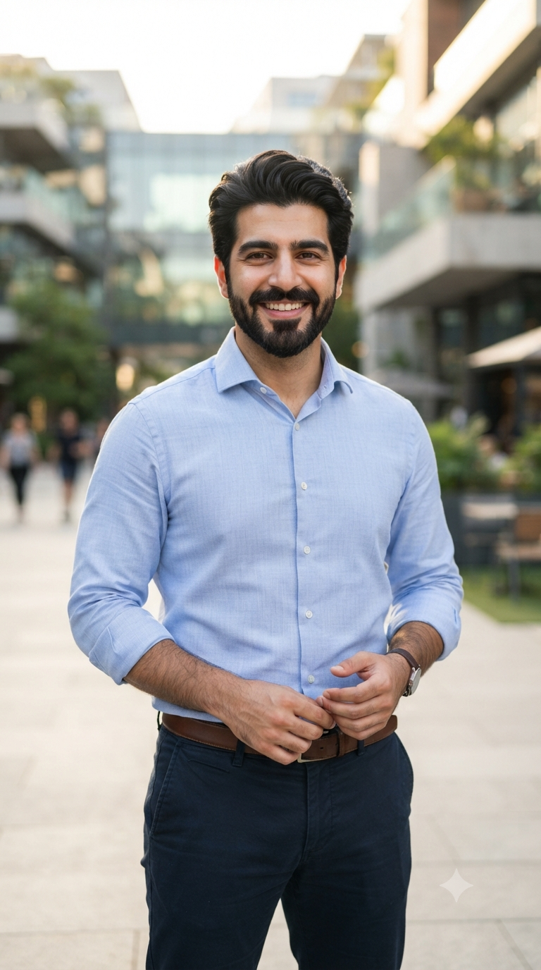 Light Blue Shirt Architectural Outdoor Startup Portrait