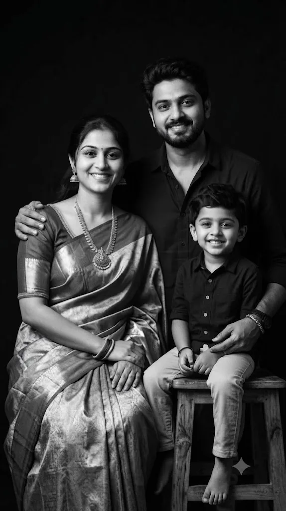 The Golden Thread: A Timeless Monochrome Family Portrait