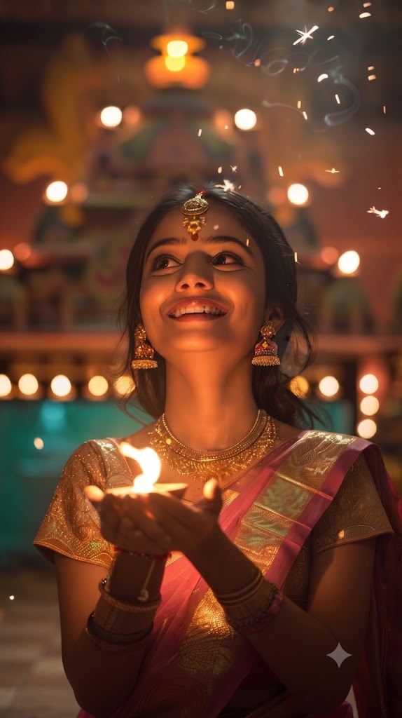 The Radiant Diya: A High-Definition 8k Cultural Night Portrait
