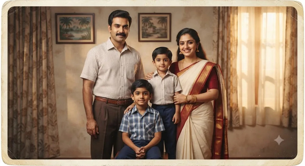 The Heritage Print: A 1980s Indian Family Portrait