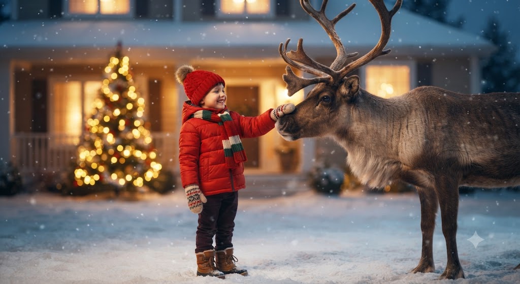 Magical Winter Encounter with a Reindeer