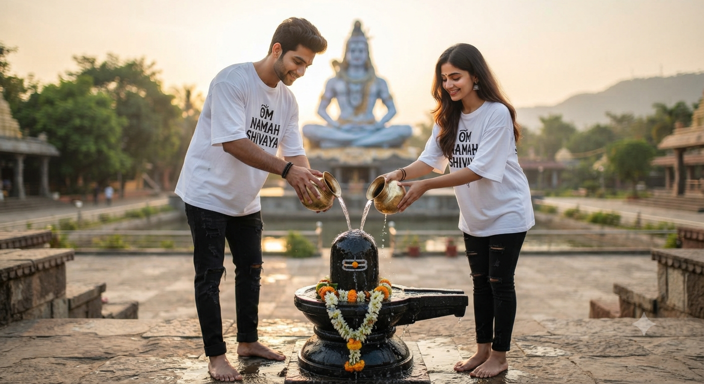 Shiva Lingam Ritual Couple Portrait