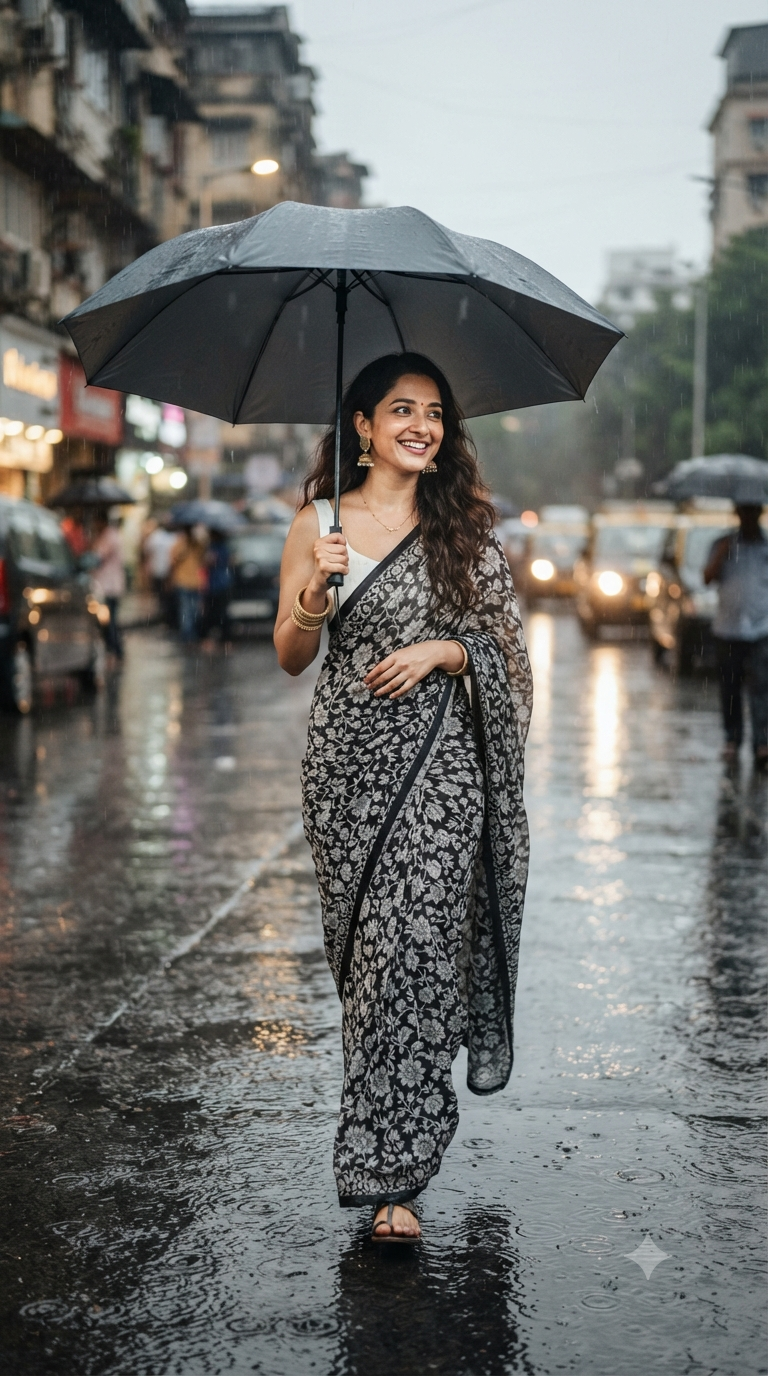 Monsoon Mumbai Rain-Slicked Street Portrait