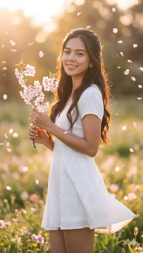 Golden Petals: A Sun-Drenched Portrait in a Spring Meadow