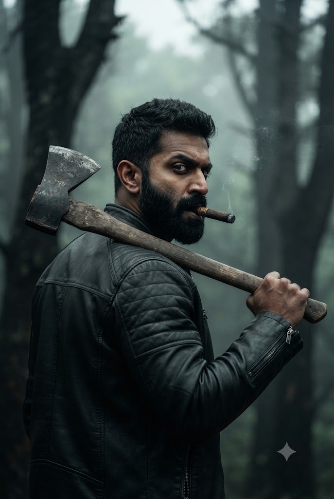 Rugged Action Hero Forest Portrait