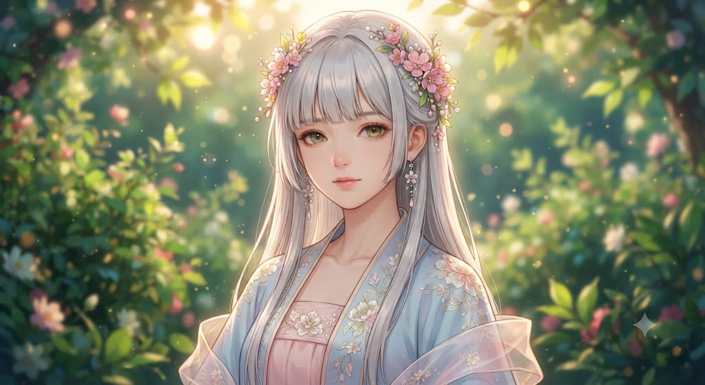 Anime-Style Floral Forest Maiden