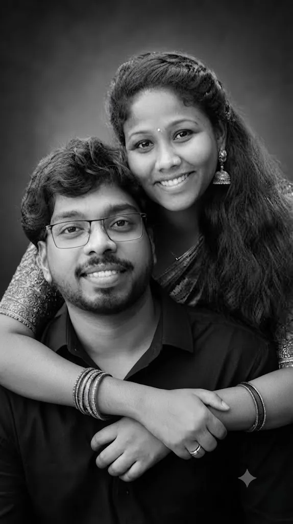 The Embrace: A Timeless Monochrome Couple's Portrait