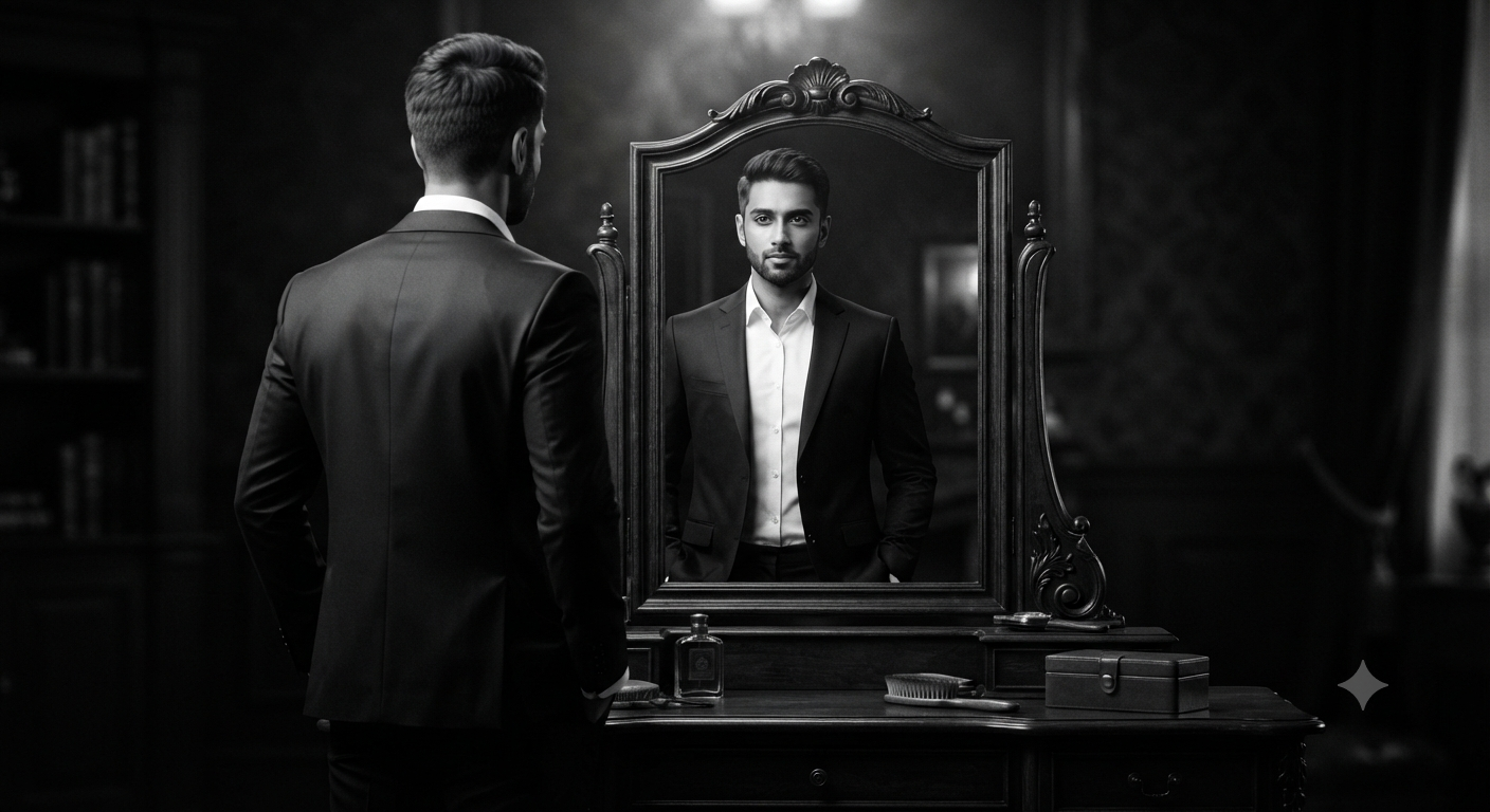 The Self-Reflective Portrait: A Cinematic Black and White Study