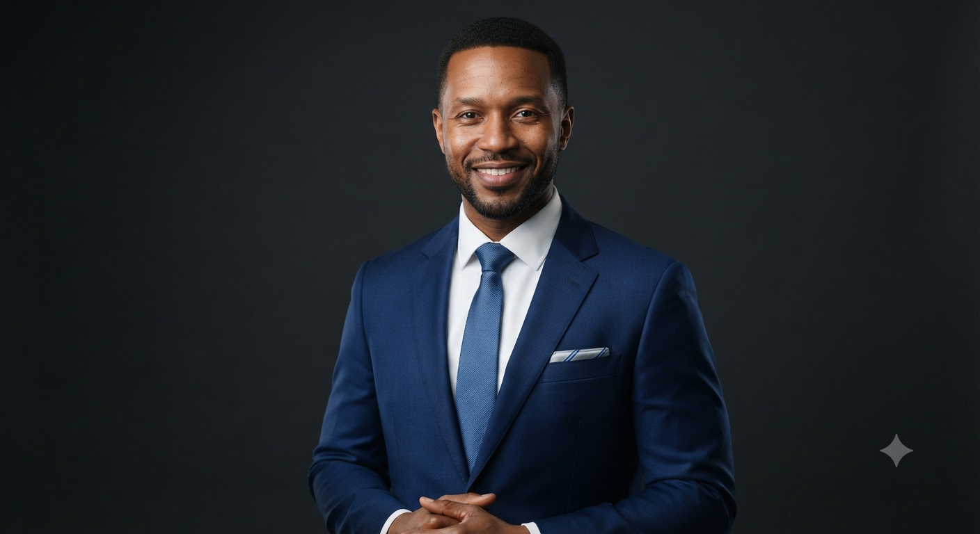 The Dark Slate Professional: A Tailored Business Portrait