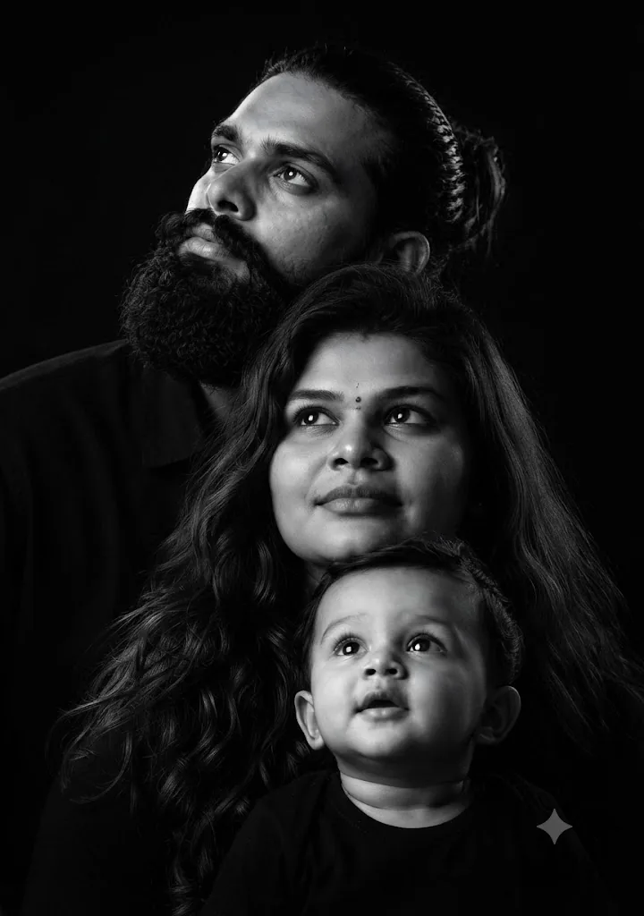 The Ascent: A Timeless Monochrome Family Portrait