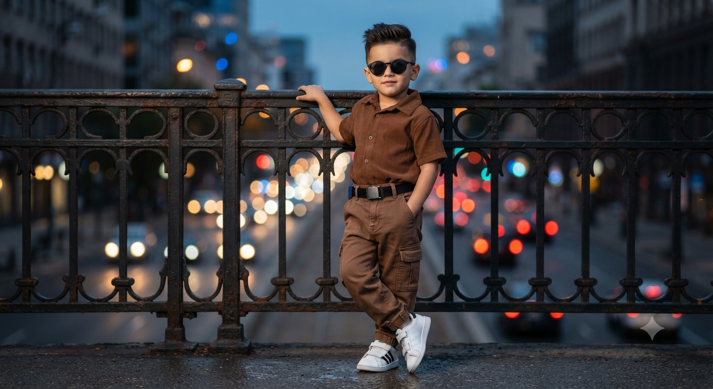 Twilight Bridge: High-Fashion Toddler Dusk Editorial