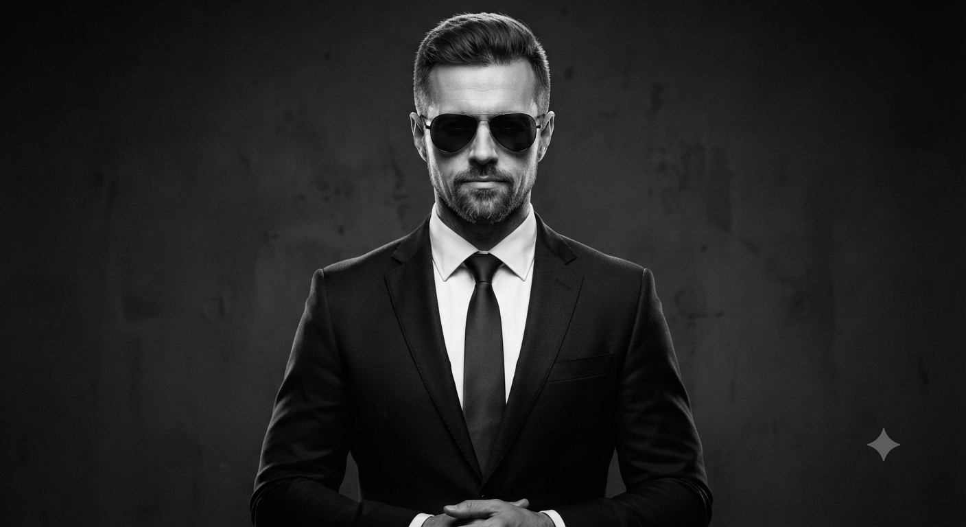The Noir Icon: Sharply Tailored Black and White Portrait