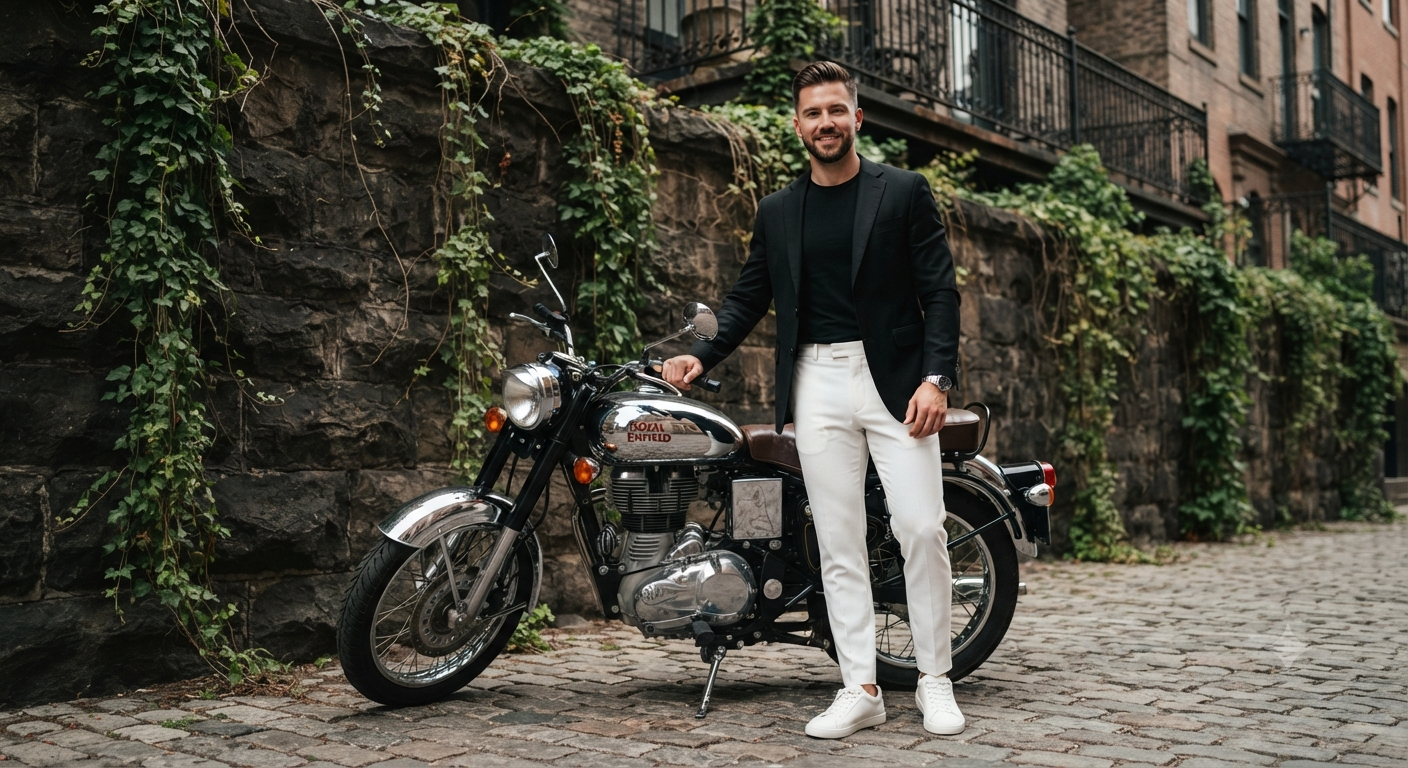 Dark Stone Wall & Trailing Vines Royal Enfield Portrait