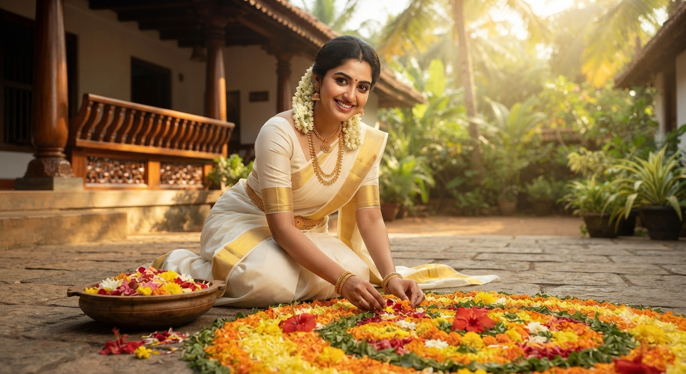 Courtyard Pookkalam Floral Art Portrait