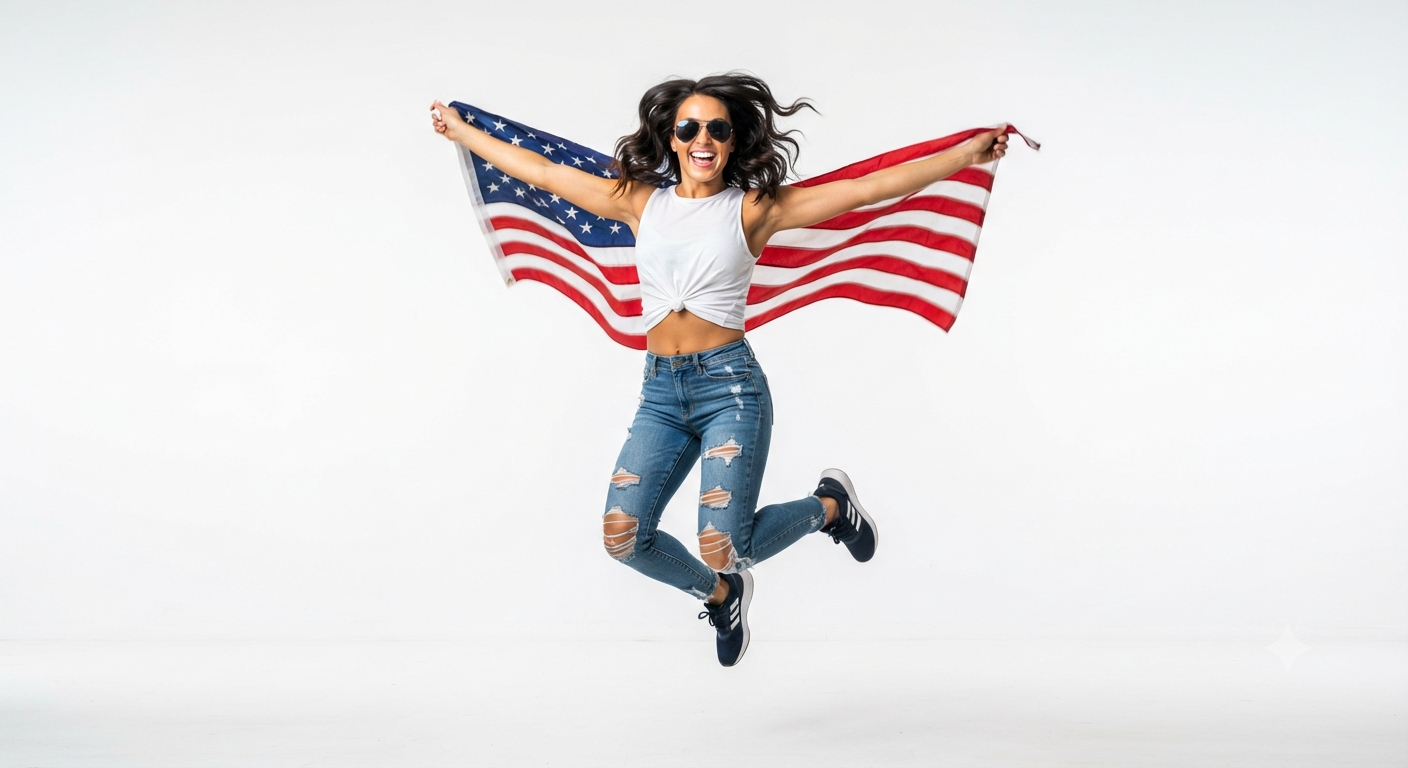 Red, White, and Free: High-Action Studio Patriotic Editorial