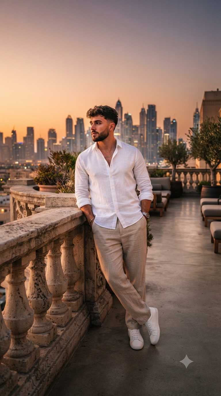 Rooftop Sunset Balustrade Portrait