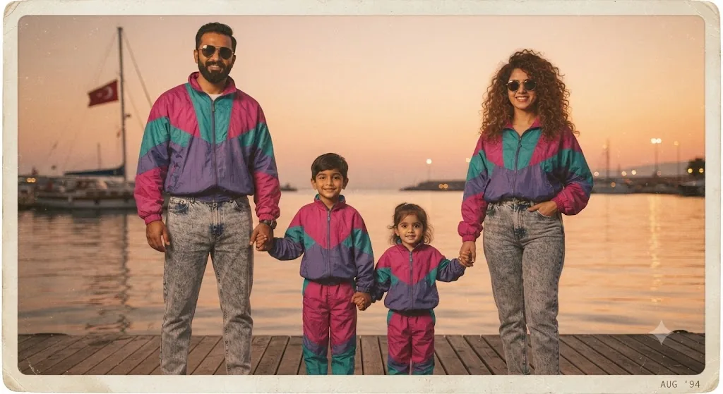 The 1990s Family Dock Portrait: A Nostalgic Sunset Homage
