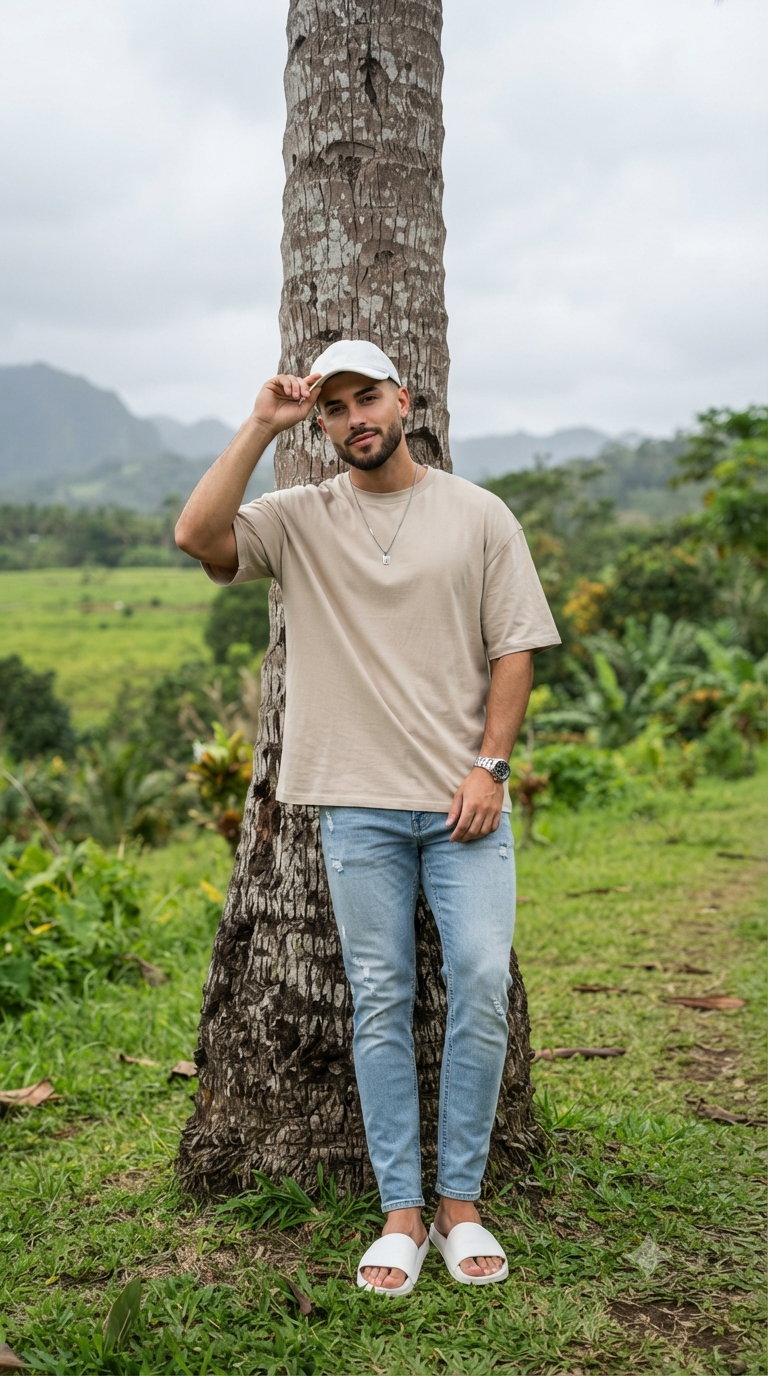 Tropical Palm Tree Casual Portrait