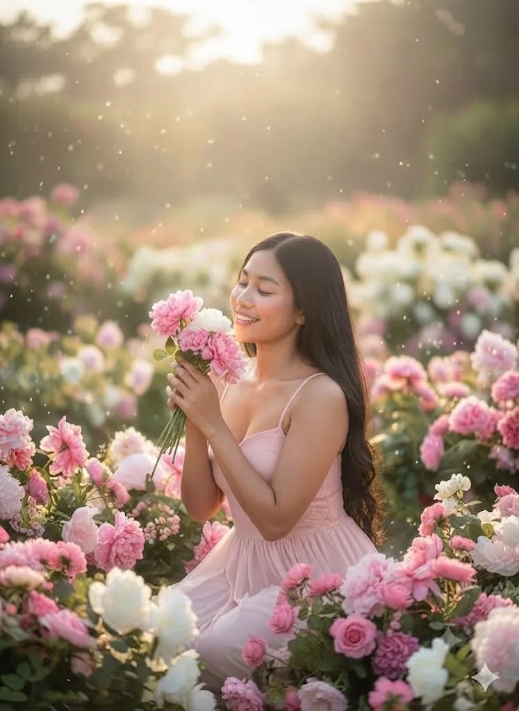 The Scent of Spring: A Portrait in a Rose Garden