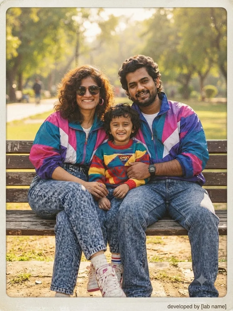 The 90s Fam-Snap: A Coordinated Acid-Wash Portrait