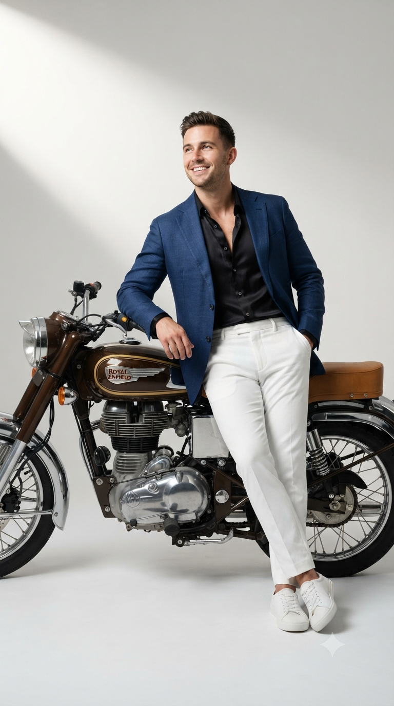 Minimalist Studio Royal Enfield Editorial Portrait