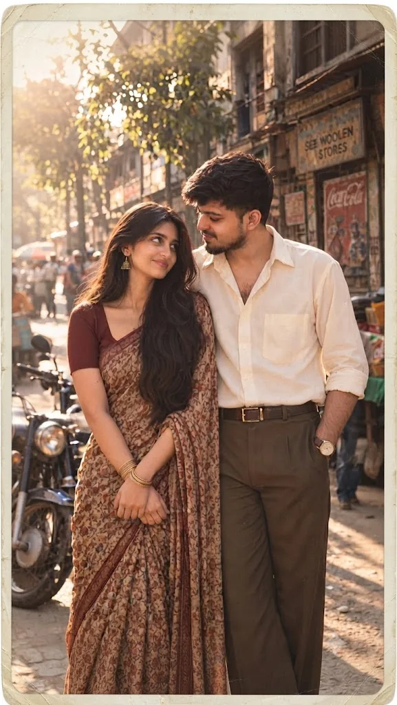 The Golden Hour Market Stroll: A 1970s Indian Portrait