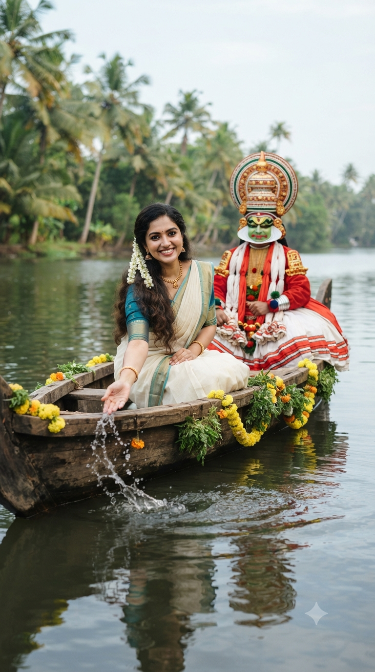 Kerala Backwater Voyage with Kathakali Performer