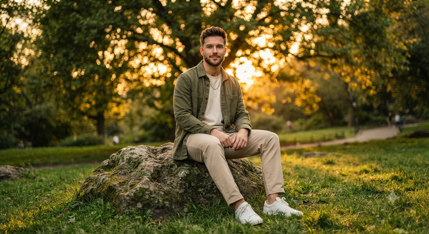 Golden Hour Mossy Rock Portrait