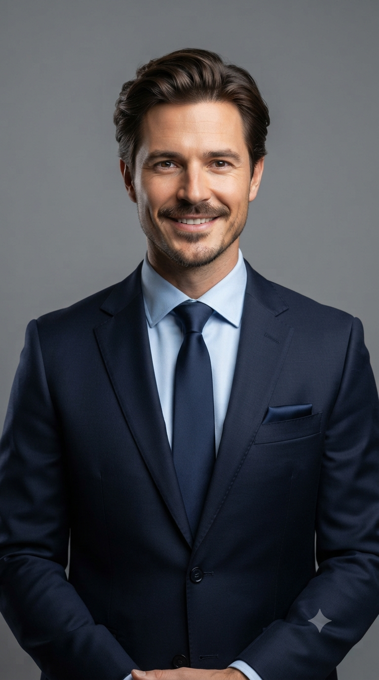 Executive Studio Navy Suit Headshot