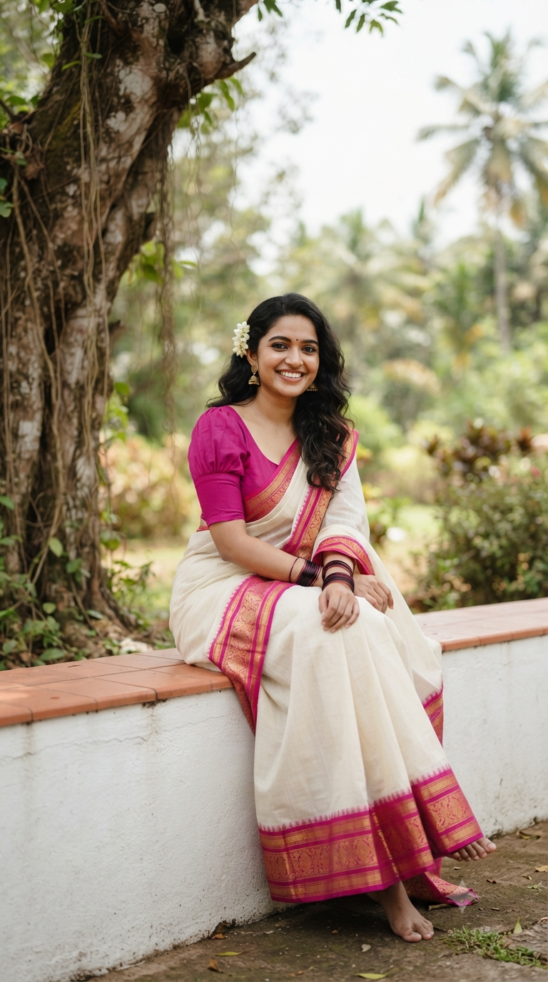 Garden Wall Cotton Saree Portrait
