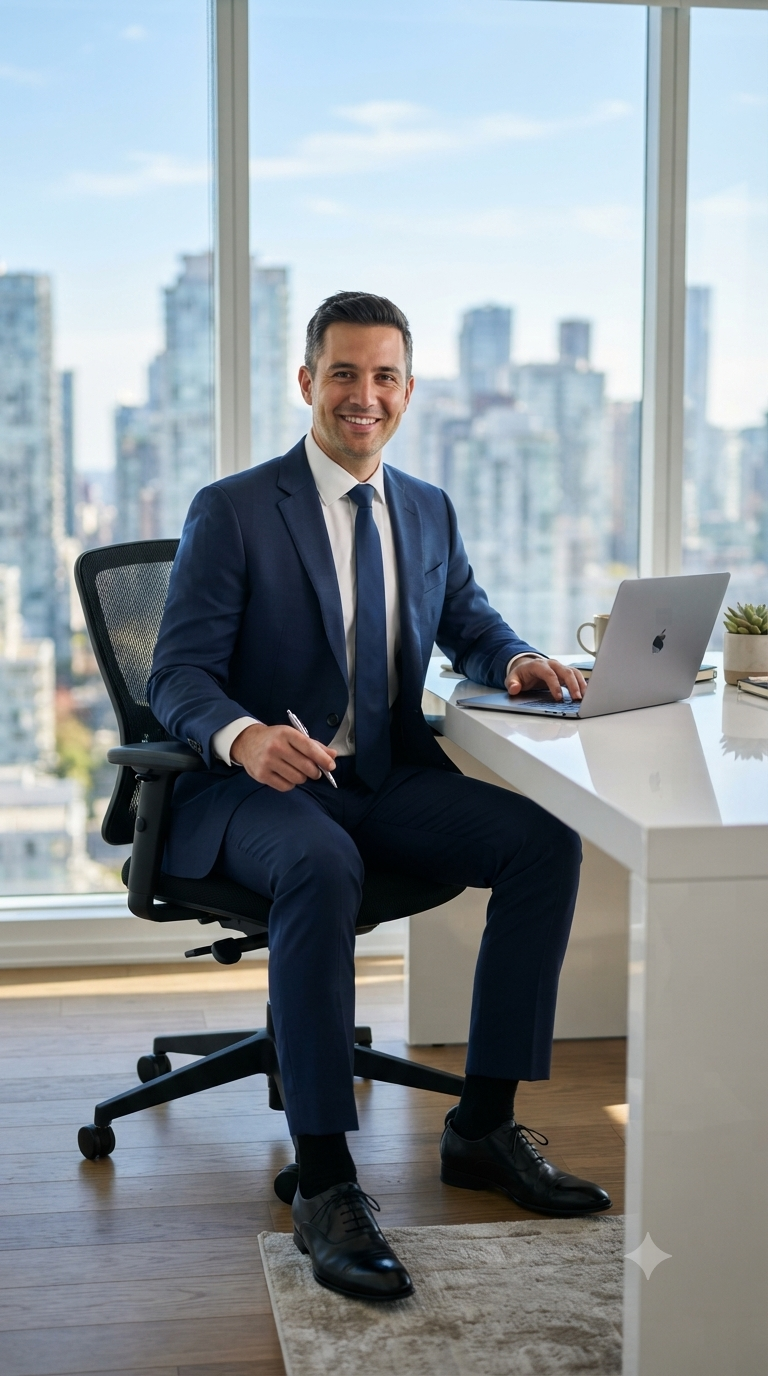 Navy Suit Executive Desk Portrait