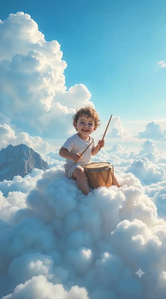 The Heavenly Beat: A Whimsical Dreamscape Portrait