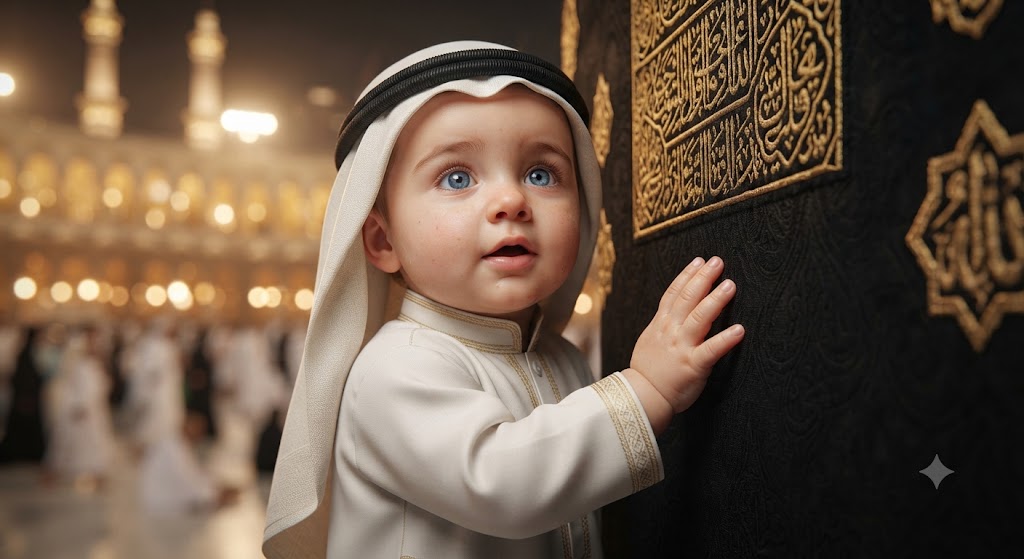 Little Pilgrim: A High-Definition 8k Portrait at the Kaaba