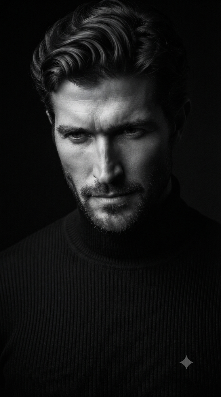 Chiaroscuro Low-Key Monochrome Portrait