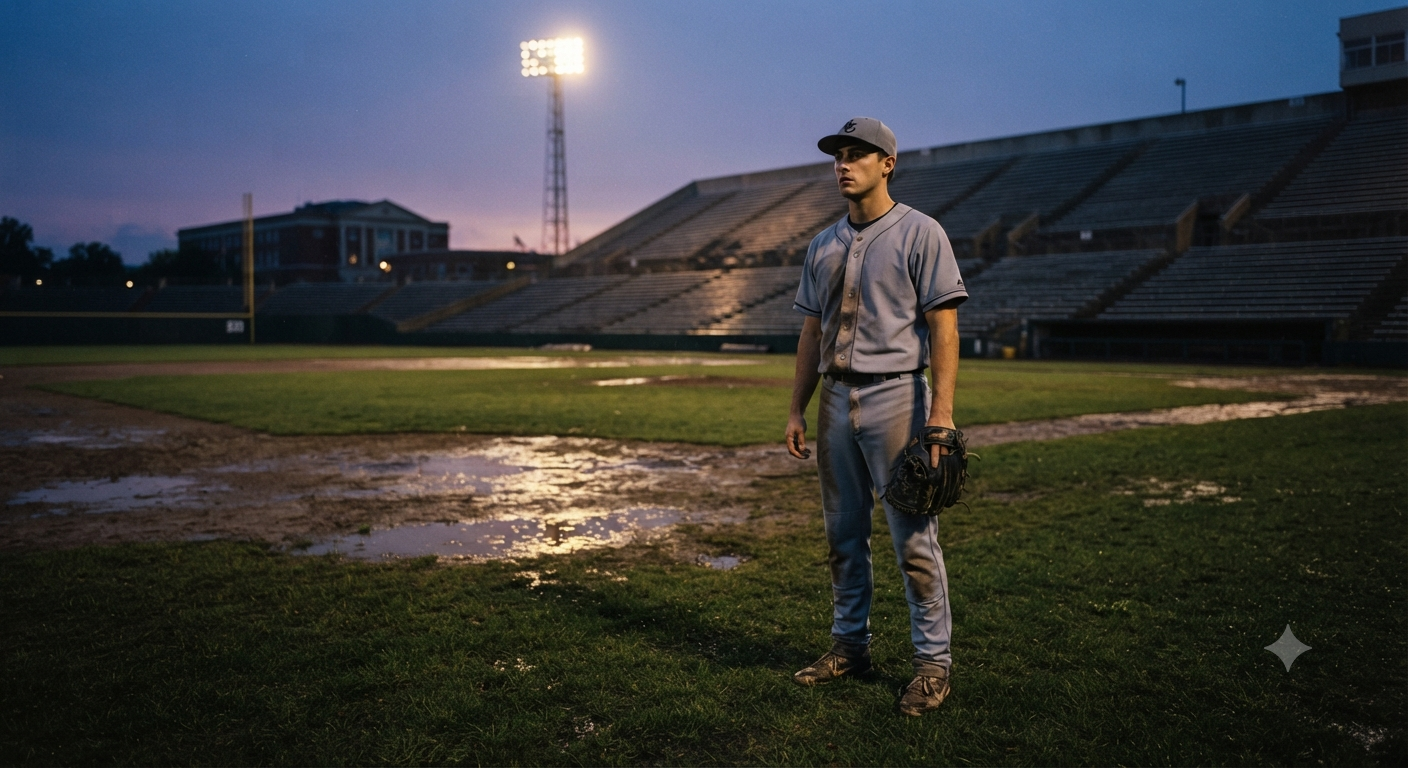 Dusk Baseball Field Player Portrait