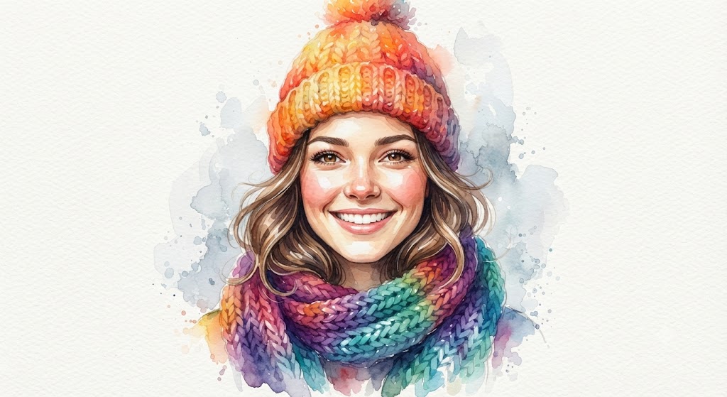 Pixel-Perfect Knits: A High-Definition 8k Watercolor Portrait